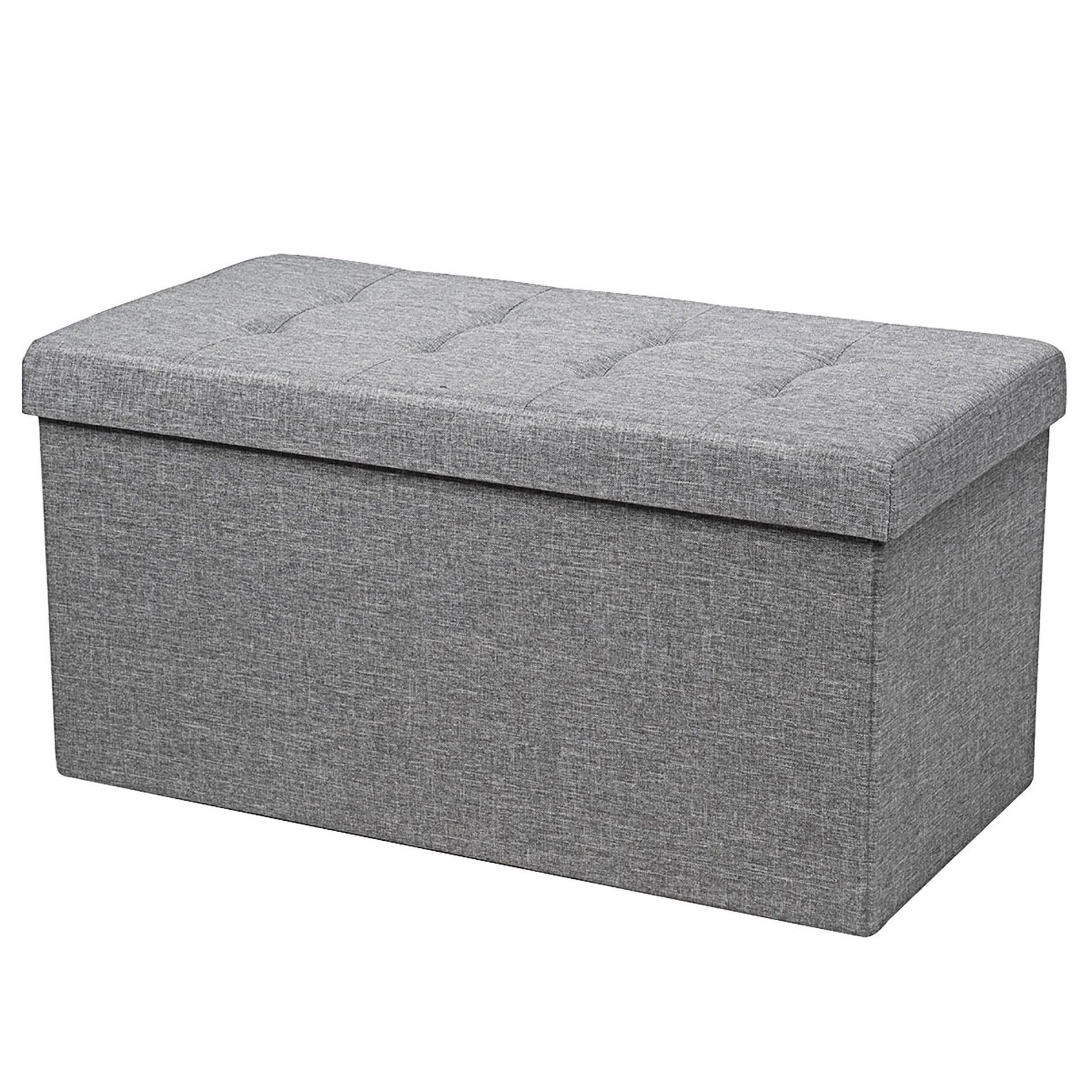 Costway 31.5''Fabric Foldable Storage Ottoman Toy Chest W/Removable Storage Bin Grey