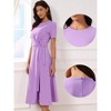 INSPIRE CHIC Women's Summer Elegant Crew Neck Tie Waist Short Sleeve Midi Dress - 2 of 4