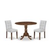 East West Furniture 3 Piece Mid Century Modern Dining Set contain A Wood Table and 2 Light Gray Faux Leather Mid Century Modern Dining Chairs - 2 of 4
