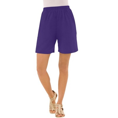 Roaman's Women's Plus Size Petite Soft Knit Short - 1x, Purple : Target