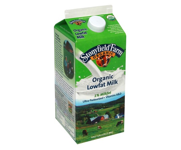 Stonyfield Organic 1% Milk - 0.5gal