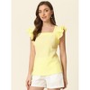 INSPIRE CHIC Women's Summer Gingham Square Neck Ruffle Sleeve Blouse - 4 of 4