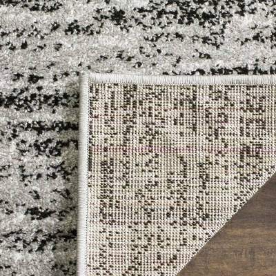 Black and Silver Rustic Polypropylene Runner Rug