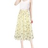 Women's Chiffon Pleated Midi Skirt - A-Line Skirt with Elastic Waist for Elegant Style Beige Floral - 2 of 4