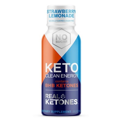 Real Ketones Keto Energy Shots with D-BHB Exogenous Ketones - Strawberry Lemonade - 12ct/36 fl oz