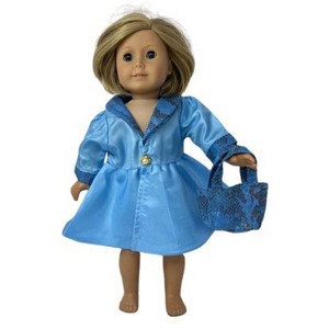 Doll Clothes Supestore Blue Spring Coat With Purse Fits 18 Inch Girl Dolls Like American Girl Our Generation My LIfe Dolls - 1 of 4