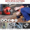 100ft Drain Cleaning Machine, Auto Feed Electric Drain Auger with 6 Cutters & Foot Switch, Portable Sewer Snake for 2" to 4" Pipes, Red - 4 of 4
