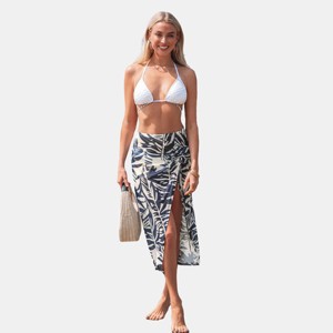Women's Tropical Leaf Print Beach Wrap Cover Up Skirt - Cupshe - 1 of 4
