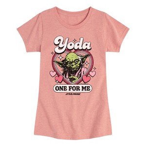 Girls' - Star Wars - Valentine Yoda One For Me Fitted Short Sleeve Graphic T-Shirt - 1 of 4