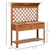 Aghana Digitals Fir Wood Outdoor Garden Workstation with Metal Screen, Storage Drawer, Shelves & - 2 of 4