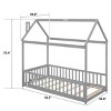 FONTOI Beds, Twin Floor Bed with House Frame, Wood Bed with Guardrails, Roof and Slats for Girls and Boys, Gray, 44.8"*72.4"*78.2" - 2 of 4