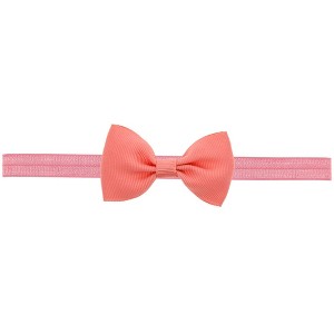 MyKids-Usa Newborn Baby 2 pcs. Small Size Bow Patched Pattern Solid Color Elastic Headband - 1 of 4