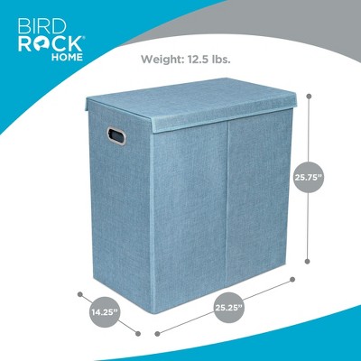 Light Blue Double Linen Laundry Hamper with Removable Liners and Lid