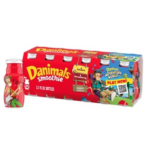 Danimals Strawberry & Banana Split Kids' Smoothies - 12ct/3.1 fl oz Bottles - 1 of 4