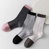 Anna-Kaci Women's 3 Pair Cable Knit Crew Socks with Contrast Color Block Design and Soft Stretch Comfort - Gray - 2 of 4