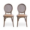 Set of 2 Dining Chair with Elm Wood Frame, High Back Dining Chairs with Caned Seat and Rounded Backrest-Maison Boucle - 4 of 4