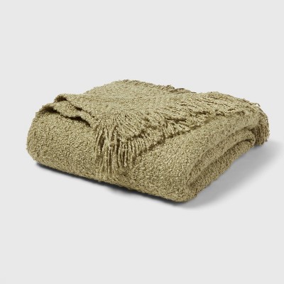 Fringed Boucle Bed Throw Green - Threshold™