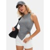 EXLURA Women's Summer Sleeveless High Neck Tank Tops Sexy Twist Knot Asymmetrical Hem Shirts - 2 of 4