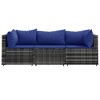 VidaXL 2 Piece Patio Lounge Set with Cushions Poly Rattan Gray - 3 of 4
