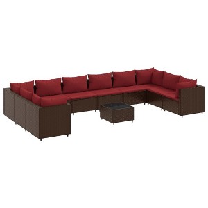 vidaXL Patio Lounge Set Brown PE rattan 11 Piece UV-resistant materials - 1 of 4