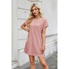 Coolmee Women Casual Crewneck Loose Cap Short Sleeve Textured Mini Dress With Pockets - 4 of 4