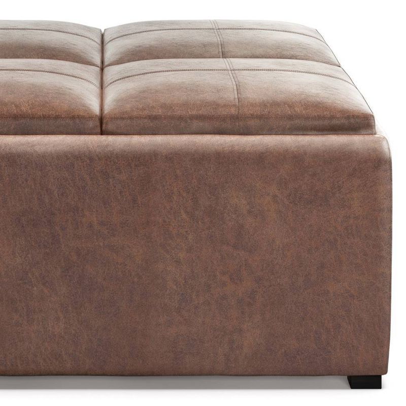 35" Franklin Square Coffee Table Storage Ottoman Linen Look Fabric - Wyndenhall, 6 of 8