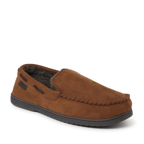 Dearfoams Men s Keaton Microsuede Moccasin House Shoe Slipper Chestnut Size Lw Target