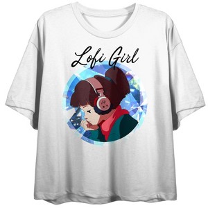 LOFI Girl Key Art Crew Neck Short Sleeve Women's White Crop Top - 1 of 3