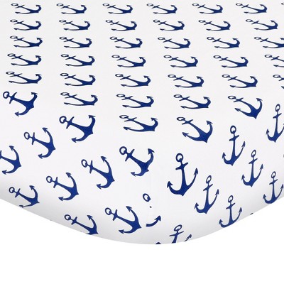 The Peanutshell Fitted Crib Sheet for Baby Boys' or Baby Girls' - Blue Nautical Theme