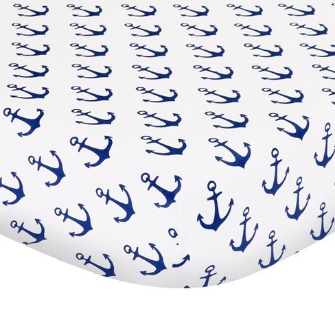 The Peanutshell Fitted Crib Sheet Anchor Navy Target