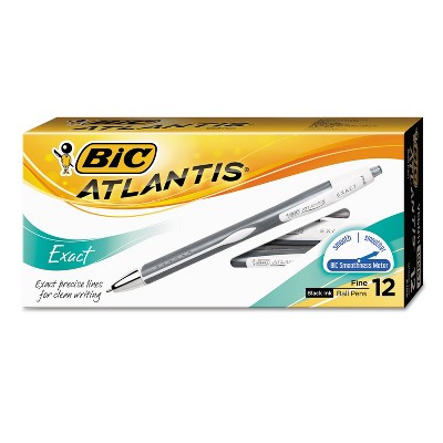 BIC Atlantis Exact Retractable Ballpoint Pen Black Ink .7mm Fine Dozen VCGN11BK