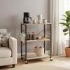 Kitchen Shelf on Wheels, Serving Cart with 3 Shelves, Kitchen Cart, Microwave Shelf, for Mini Oven, Toaster, with 6 Hooks - 3 of 4