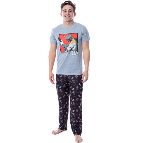 Star Wars Mens' Boba Fett Sleep Pajama Set Crewneck Shirt Pants ...