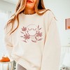 S.W.Smiley Pink Flowers Outline - Women's Lightweight Garment Dyed Sweatshirt - 3 of 4