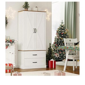 Tall Pantry Cabinet with Doors, Shelves & Microwave Stand for Kitchen, Living Room, Bathroom - 1 of 4