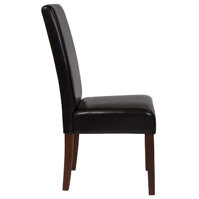 Mahogany LeatherSoft Upholstered Parsons Dining Side Chair, Set of 4