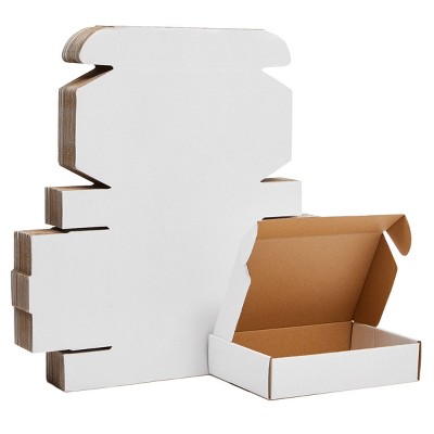Stockroom Plus 25 Pack White Corrugated Shipping Boxes, Cardboard Literature Mailers (9x6x2 In)
