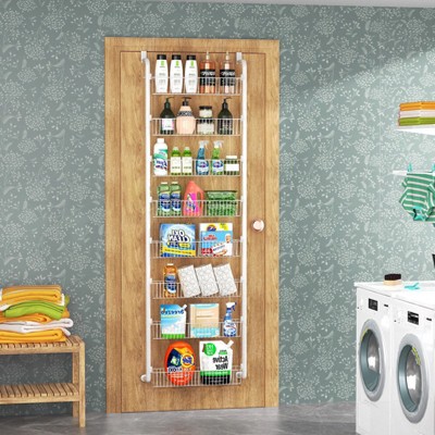 LunaLulinlk Pantry Organizer, 8-Tier Pantry Storage, Metal Hanging Spice Rack for Kitchen,Bathroom, Back of Door Seasoning Rack, White