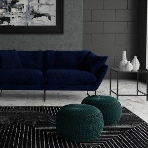 Faye Velvet Round Pouf - WyndenHall - 1 of 4