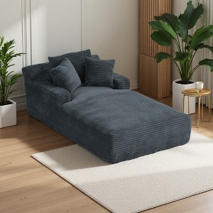 Oversized Corduroy Chaise Lounge Chair with Ergonomic Design - 1 of 3