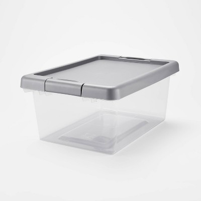 Small Latching Clear Storage Box - Brightroom™: Stackable Plastic Tote with Lid, Built-In Handles, 15L Capacity