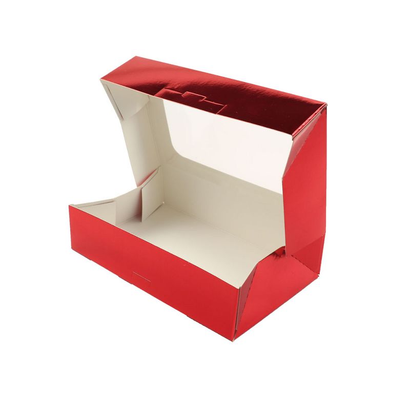 O'Creme Red Treat Box with Window, 8.5" x 5.5" x 2", Pack of 5, 3 of 4