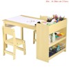 for Ages 2-10 Kids Art Table with 2 Chairs, Kids Wooden Activity Desk with Storage Shelves Craft Drawing Station - 2 of 4