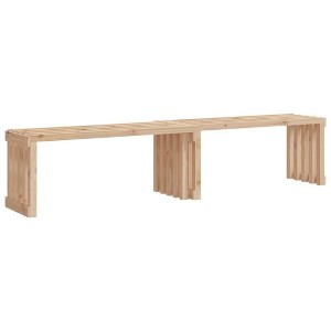 vidaXL Solid Pine Wood Extendable Patio Bench - Natural Brown Outdoor Seating for Garden, Terrace, Lawn, Backyard - 1 of 4