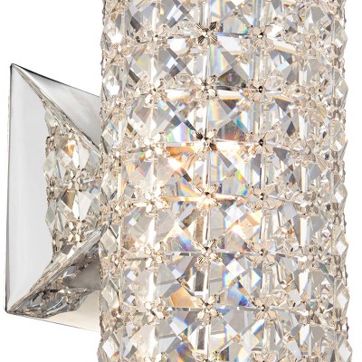 Chrome Cylinder Crystal Wall Sconce, 17" Height