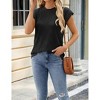 Women's Crewneck Ribbed Knit Top Casual Short Sleeve T-Shirt - 4 of 4