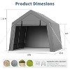 Portable Carport Storage Shed with Roll-up Zipper Door, Heavy Duty Waterproof Tarp, Storage for Motorcycle, Bike, Garden Tools, Gray - 2 of 4