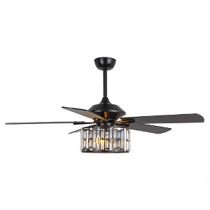 Parrot Uncle 52" Modern Crystal Ceiling Fan with Light and Remote - 1 of 4