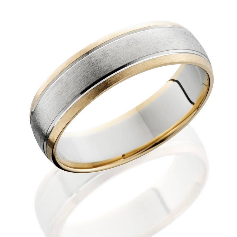 Pompeii3 6MM Mens 14k Gold Two Tone Brushed Wedding Ring Band New, 2 of 5