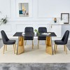 CAVINAS Dining Table Set for 6 Kitchen Table Modern Sintered Stone Table with Stainless Steel Butterfly Legs 6 PU Chairs - 4 of 4